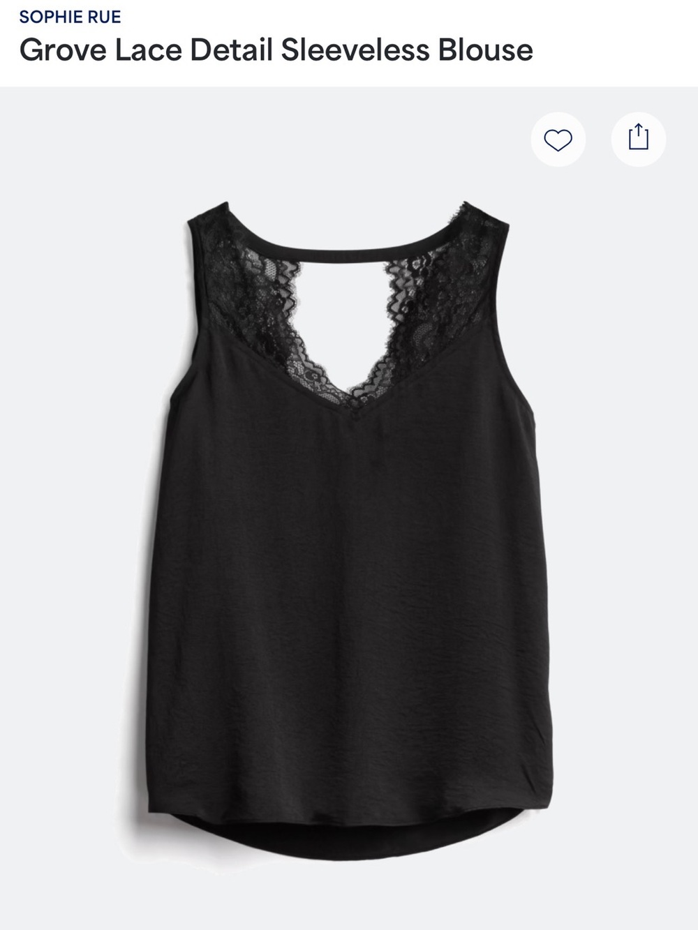 Sophie Rue Black Lace-Trim V-Neck Sleeveless Top